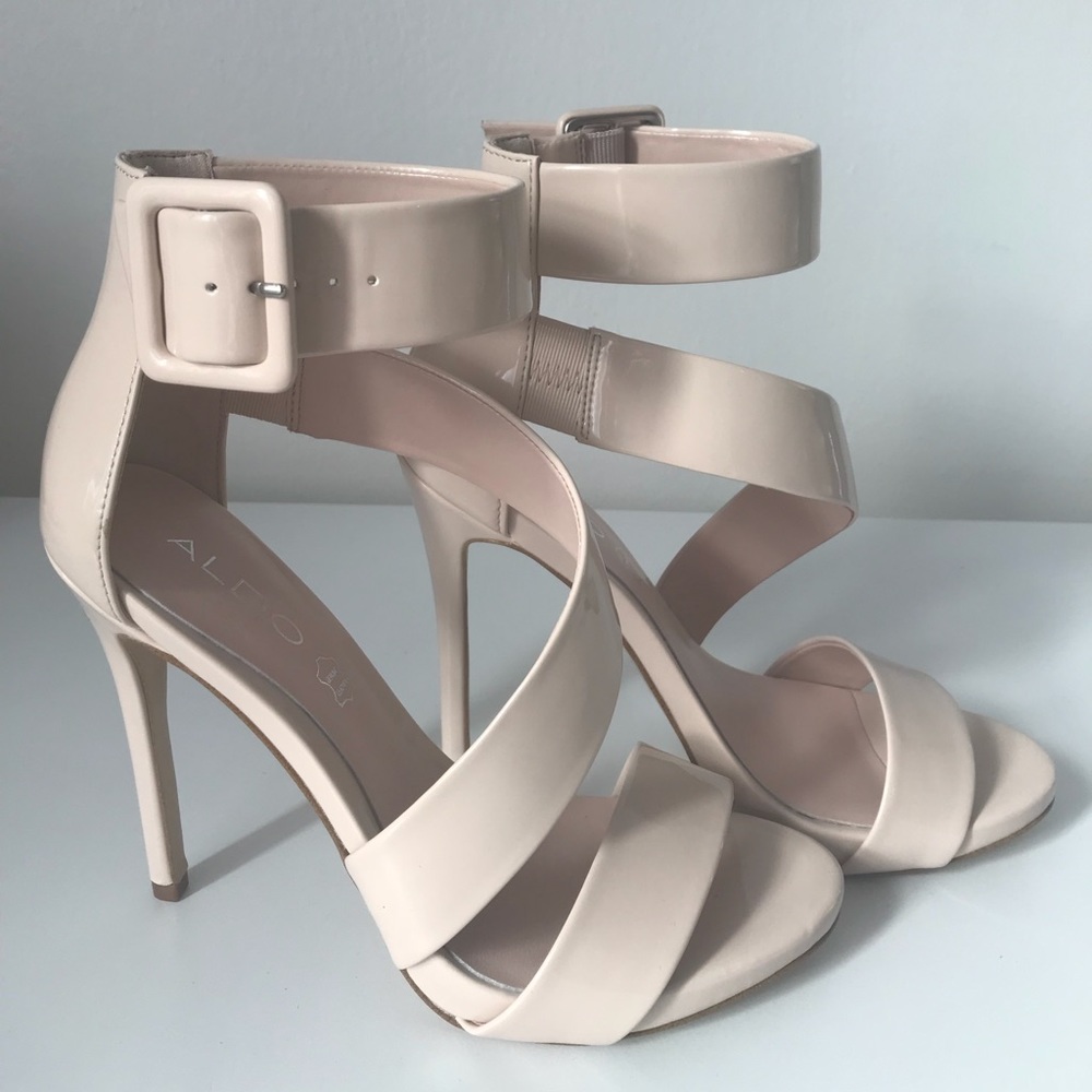 Aldo DROSA Cream Patent High Heel Sandal Size 7